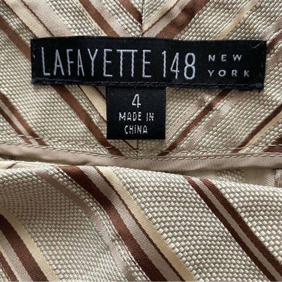 LAFAYETTE 148 striped suit fall colors Jacket size 2 Shorts size 4 linen blend - Picture 10 of 15